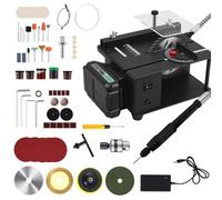 Mini sega circolare da tavolo con batteria e albero flessibile - Sega circolare di precisione da 23.000 giri/min, angolo di taglio regolabile, sega multifunzione 3 in 1 accessori levigatura e foratura