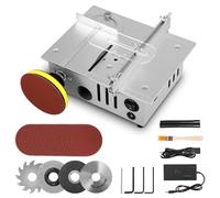 Mini sega circolare da tavolo con disco per lucidatura e 4 lame, mini sega circolare con alimentatore di rete a 7 marce, lama per sega regolabile da 0,1 a 15 mm, sega circolare portatile piccola per