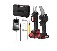 Mini Sega da Tavolo, 21V 30mm Cordless Brushless Motor 88VF Forbici da potatura elettriche 4 pollici Motore a spazzola Motosega Set Strumento for la lavorazione del legno(Chainsaw Kit)