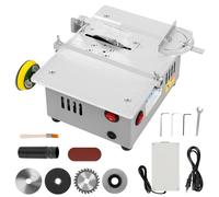 Mini sega da tavolo, 240 W, doppio controllo del motore, con disco abrasivo da 2 pollici, 10 cuscinetti per lucidatura e 4 lame, profondità di taglio regolabile, seghe circolari da tavolo, spina
