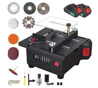 Mini sega da tavolo elettrica senza fili, 15000 giri/min, multiuso, in metallo, profondità di taglio regolabile da 16 mm, per legno e PCB, include 2 batterie, utensile elettrico portatile