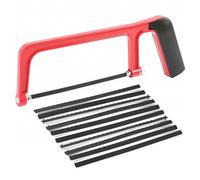 Mini Seghetto Manuale con Sega a Arco in Metallo - Set 10 Lame Sostituibili per Plastica e Legno