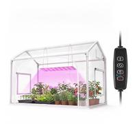 Mini serra con luce di crescita, timer e igrotermografia, 76,2 x 40,6 x 50,8 cm, serra da tavolo per interni/esterni, con 96 LED dimmerabili a spettro completo (3 colori), per piante d'appartamento