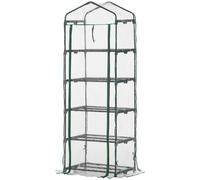 Mini Serra per Piante a 5 Ripiani 69x49x193 cm in Acciaio Verde