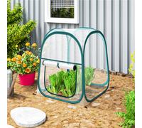 Mini Serra Pop Up con Copertura in Plastica, Finestra Avvolgibile e Borsa, 70x70x80 cm, Trasparente