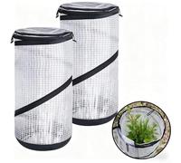 Mini serra portatile, confezione da 2: protezione per piante in PVC per gelo e intemperie, design pop-up con parte superiore in rete per ventilazione e penetrazione dell'acqua, colore: bianco e nero