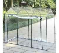 Mini serra，Rifugio per cani e gatti all'aperto，Copertura impermeabile in plastica trasparente per piante，Porta a zip con tapparella(70.8x23.6x30.7in)