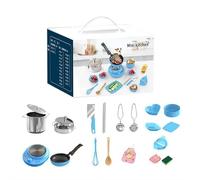 Mini set da cucina vero e proprio, strumento educativo per la preparazione di alimenti, strumento educativo per principianti, facile da usare, set di piatti (blu)