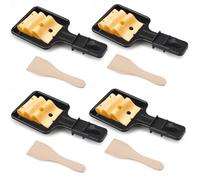Mini set di 4 padelle per Raclette, padelle per la grigliata di formaggio, antiaderenti, con 4 palette in legno per la griglia elettrica universale. Adatto per grigliare formaggio, uova, ecc