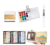 Mini set di acquerelli, tavolozza di legno pieghevole con coperchio e clip in metallo, tavolozza di legno for acquerelli da viaggio for principianti e appassionati di pittura(Acrylic (15 Grids))