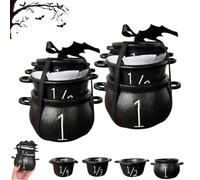 Mini set di calderoni da strega, 2025 Nuovo set di 4 misurini per calderoni neri, decorazioni di Halloween, mini ciotole per caramelle, articoli per feste in stile dark di Halloween (2pcs)