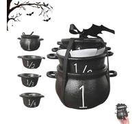 Mini set di calderoni da strega, 2025 Nuovo set di 4 misurini per calderoni neri, decorazioni di Halloween, mini ciotole per caramelle, articoli per feste in stile dark di Halloween (1pc)