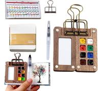 Mini set di colori ad acquerello, tavolozza portatile da viaggio, mini tavolozza compatta per acquerelli, kit per pittura con album da disegno e scatola acrilica con 8 griglie, lunga durata (8 griglie