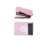 Mini set di cucitrici a colori Strumenti rilegatura manuale for ufficio Set in metallo Materiale scolastico cancelleria Cucitrice a Pinza(Pink)