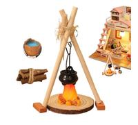 Mini Set di falò - 1:12 13 pezzi | Kit Stufa per Casa delle Bambole, Argilla in Resina di Legno, 24,2 G, Vaso sospeso in Miniatura Leggero per Giardino, Decorazione Interni e