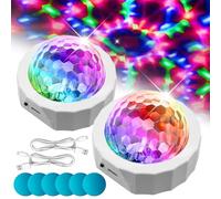 Mini sfera da discoteca, 2 pezzi, 5 V, mini luce da discoteca, portatile, mini luci da discoteca, luce LED da discoteca, luce da discoteca, luce d'atmosfera, batteria per feste di compleanno, club