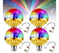 Mini sfera da discoteca: 4 pezzi RGB LED da discoteca, rotante a 360°, lampada da discoteca, luce a LED, luce da discoteca, con attacco E27, lampada da DJ per feste, matrimoni, feste di compleanno