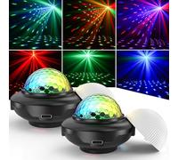 Mini Sfera da Discoteca, SEBRUANC Luce da Discoteca, 300 mAh, Batteria integrata USB C, Controllata Dalla Musica, Luce da DJ con Luce notturna per Feste di Compleanno, Regalo di Natale (2 pezzo)