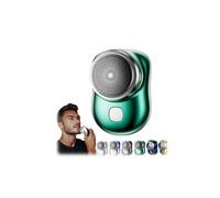 Mini Shave Portable Electric Shaver, Electric Razor for Men, Waterproof, Fast Charging Long Battery Life Double-Ring Magnetic Cutter (Green)