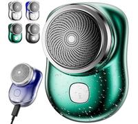 Mini Shaver for Men, Portable Pocket Size Electric Shaver, USB Rechargeable Waterproof Lightweight Wet and Dry Shaver (Green)