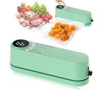 Mini Sigillatore per Sacchetti 7 in 1 Portatile con 3 Velocità e 60KPa, Macchina Sottovuoto Ricaricabile con 5 Sacchetti, Ugello per Aria e Cavo USB-C - per Alimenti, Snack, Viaggi e Campeggio(verde)