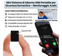 Mini Sistema di Allarme GSM Portatile per Sicurezza Domestica Monitoraggio Audio