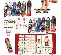 Mini skateboard natalizio per l'avvento, giocattolo creativo con mini cartelli stradali e , skateboard natalizi per scrivania, casa, ufficio o gioco