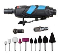 Stix Automotive Equipment Mini smerigliatrice ad aria compressa, 1/4", con accessori, valigetta 25000 giri/min - Macinatore dritta - Set di 10 punte per affilatura - lucidatura - incisione - sbavatura