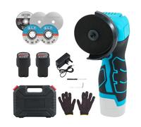 Mini smerigliatrice angolare senza fili da 16,8 V con 5 dischi da taglio e 2 batterie da 2000 mAh, 19500 giri/min 76 mm mini smerigliatrice a disco laterale per taglio, lucidatura e levigatura
