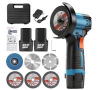 Mini smerigliatrice angolare, smerigliatrice angolare a batteria con 2 batterie da 1500 mAh, smerigliatrice elettrica senza fili 12 V, 19500 giri/min, adatta per il taglio e la lucidatura di legno