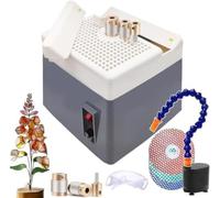 Mini smerigliatrice fai da te, smerigliatrice per vetro colorato, 60 W, kit portatile con punta diamantata e dischi di grana, pompa di circolazione dell'acqua e strumento di posizionamento angolare