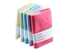 Mini Smiley Taccuino, CRIVERS Smile-Design Journal/Diario con elastico, uno dei blocchi per appunti più alla moda con copertina in similpelle (colore casuale, confezione da 5)