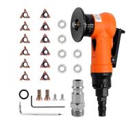 Mini smussatrice pneumatica portatile per smussatura ad aria, ad arco di 45 gradi, smussatrice per bordi per smussatura di metalli (6 inserti R + 6 inserti C + 6 cuscinetti)