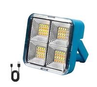 Mini Solar Rechargeable Multifunctional Searchlight, Outdoor Portable LED Floodlight with Magnetic Suction, USB Rechargeable Portable Emergency Light, Suitable for Camping (Blue)