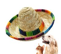Mini Sombrero - Cappello messicano da 16 x 16 x 8,5 cm, autentico cappello con paglia divertente per decorazione per animali domestici, bambini, feste per bambini e per cani