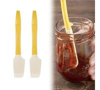 Mini spatola da cucina in silicone, nuova piccola spatola curva da cucina raschietto resistente al calore, aggiornamento piccolo vaso spatola in silicone antiaderente per la cottura al forno(2 Pcs Yel