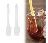 Mini spatola da cucina in silicone, nuova piccola spatola curva da cucina raschietto resistente al calore, aggiornamento piccolo vaso spatola in silicone antiaderente per la cottura al forno(2 Pcs Whi