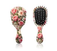 Mini spazzola per capelli, graziosa spazzola districante da viaggio, setole morbide per una rimozione senza sforzo dei nodi, spazzola districante (rose bianche rose)