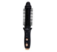 Mini spazzola riscaldata senza fili per viaggio pettine rotondo riscaldante, ferro arricciacapelli termico per capelli corti, ricaricabile, piccolo volume, spazzola per capelli riscaldata (Nero)