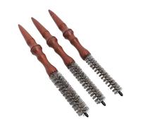 Mini Spazzola Rotonda a Rullo 3 Pezzi, Pettine Rotondo per Capelli Sottili Manico in Legno Pettine a Spirale per Acconciature Mini Spazzola a Rullo Portatile per Asciugatura e