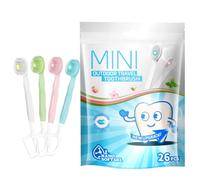 Mini spazzolini usa e getta 5 in 1 con dentifricio + filo interdentale + plettro + raschietto per lingua | formato da viaggio | confezionati singolarmente, set morbido per lavoro o viaggi (limone