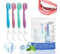 Mini spazzolino 5 in 1, filo interdentale, raschietto per la lingua e set di stuzzicadenti, spazzolino usa e getta più dentifricio, igiene orale multifunzionale, adatto per viaggi e feste