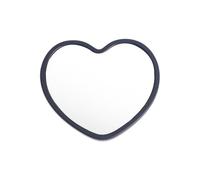 Mini specchio a forma di cuore, portatile su un lato, semplice specchio a forma di cuore, specchio portatile da viaggio per trucco da donna (nero)