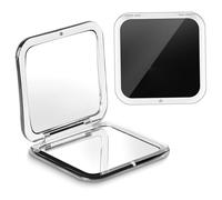 Mini Specchio Compatto con Ingrandimento 30x - Specchio Tascabile Bifacciale con Chiusura Magnetica, Specchietto da Viaggio per Borsa, Cerniera a 180°, Struttura in Metallo Nero