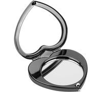 Mini Specchio da Trucco Vintage a Forma di Cuore Elegante, Lente d'ingrandimento Portatile 1x / 2x (black)