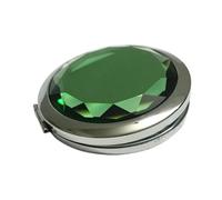 Mini specchio per il trucco, 1 pezzo, specchio da trucco portatile, rotondo, piegato, compatto, color oro e argento, per un regalo personalizzato (verde argento)