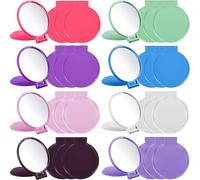 Mini specchio pieghevole rotondo compatto specchio tascabile portatile piccolo specchio da trucco vintage portatile da viaggio per donne e ragazze uso quotidiano (set di colori classici, 40 pezzi)