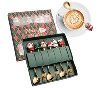 Mini Spoons - Stainless Steel Holiday Stirring Set | Dishwasher Safe Christmas Dessert and Tea Spoons with Fork Combo for Home Ice Cream Fruit Cake Tea Coffee, 7.28x7.09x0.98 inches
