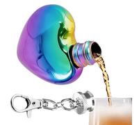 Mini Stainless Steel Flask, 30ml Heart-shaped Pocket Whiskey Bottle,Empty Leakproof Flask With Keyring,Portable,Hand, Alcohol, Oil, Beverages,for Travel, Outdoor Activities
