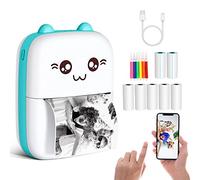 Mini stampante adesiva, stampante termica portatile con 7 rotoli di carta, stampante Bluetooth intelligente senza inchiostro, compatibile con iOS & Android, piccola stampante tascabile per foto,